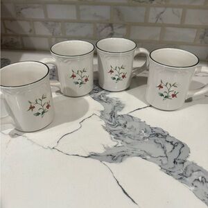 Charming Floral White Mugs Set